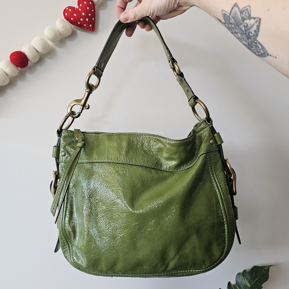Y2K Coach 12735(f14707) Green Leather Zoe Medium Hobo Shoulder Bag - Picture 1 of 14
